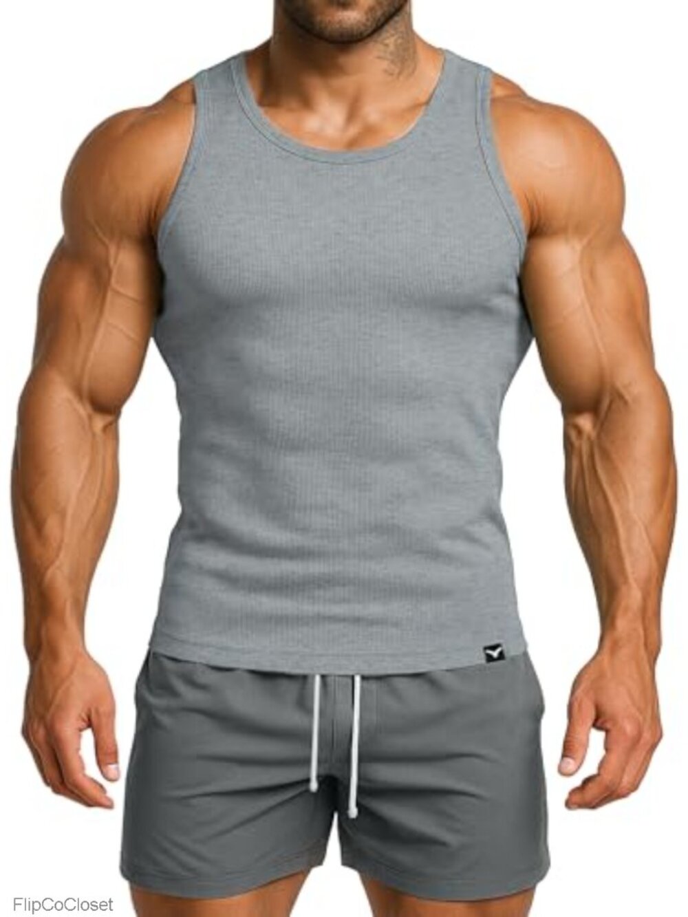 Men's Ribbed Workout Tank Top Slim Fit Sleeveless Muscle Shirt